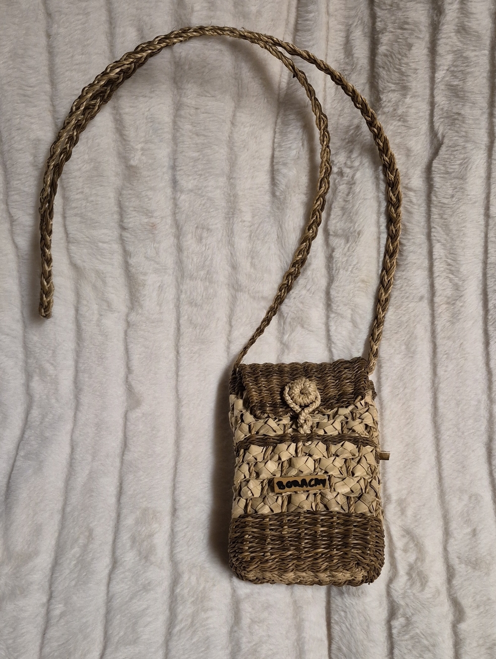 Woven Native Handmade Crossbody Phone Bag - Natural Tan